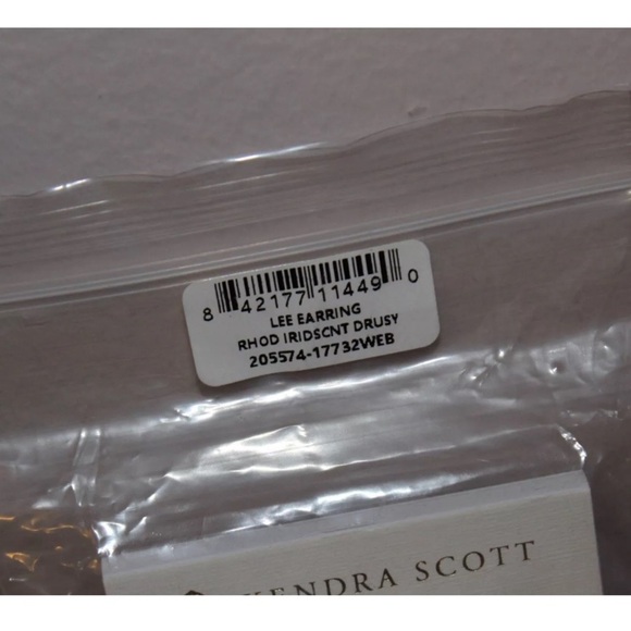 KENDRA SCOTT Lee Silver Drop Earrings Iridescent Drusy Jewelry Brand New - Picture 4 of 6